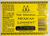 Label of The Original Mexican Liniment with text and product details.